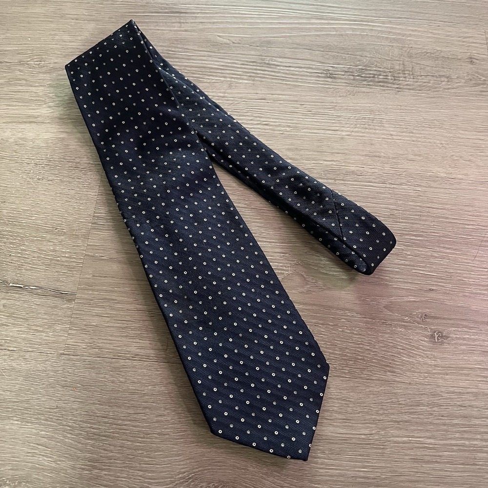 Daniel Cremieux Navy Blue Polka Dots Pure Silk 59" Necktie